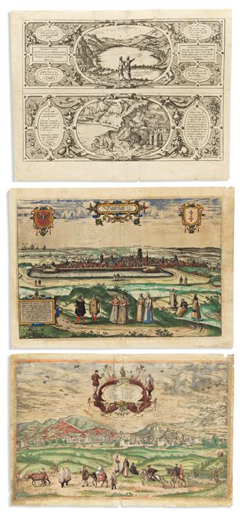 BRAUN, GEORG; and HOGENBERG, FRANZ. Group of 4 (and two halves) double-page engraved town views from
